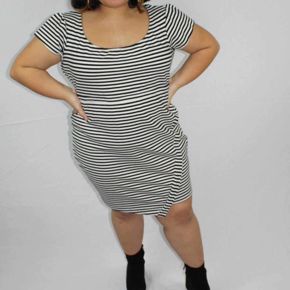 Torrid Black White Striped Envelope Bodycon Dress